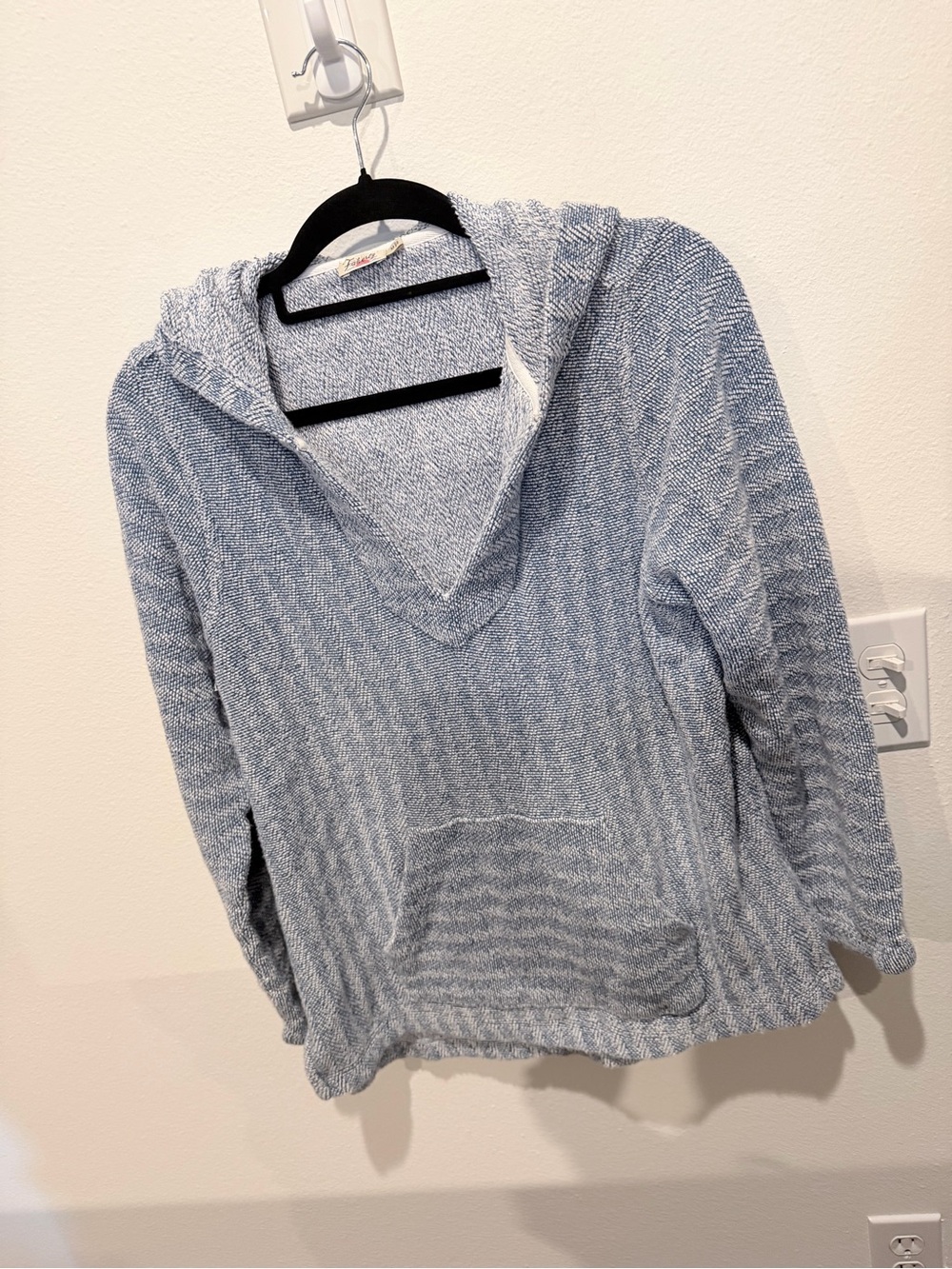 Faherty Light Heather Blue V-Neck Hoodie Pullover
